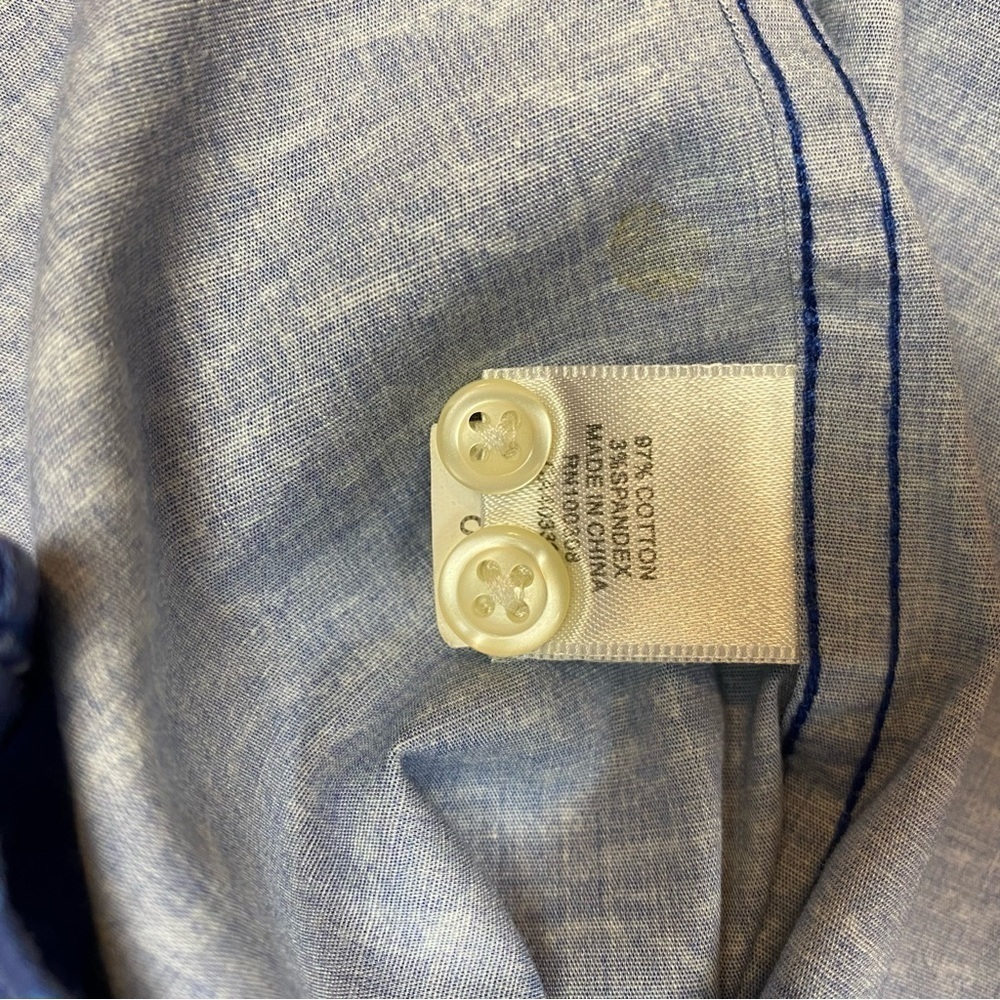 Peter Millar Men's Shipstern Sport Shirt Abstract Navy & Royal Blue Wavy, Size L - Picture 8 of 14